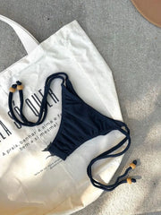 Navy Noronha Tie Side Bikini Bottom