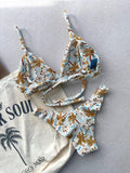 Noronha Summer Soleil Fixed Triangle Bikini Top & Brazilian High Cut Bottom Set