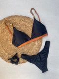 Essenza Nero Fixed Triangle Bikini Top & Brazilian High Cut Bottom Set