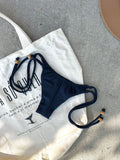 Noronha Navy Triangle Bikini Top & Tie Side Bottom Set