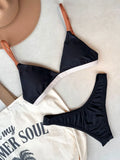 Duna Fixed Triangle Bikini Top & Brazilian High Cut Bottom Set