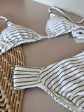Striped Sun Triangle Bikini Top & Ruched Sporty Bikini Bottom Set