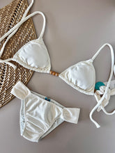 Organic Off-White Sun Triangle Bikini Top & Ruched Sporty Bikini Bottom Set