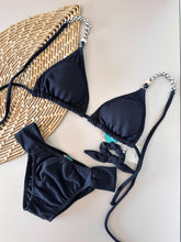 Black Sun Triangle Bikini Top & Ruched Sporty Bikini Bottom Set