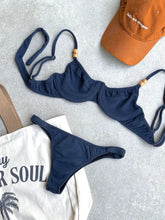 Noronha Navy Underwire Bikini Top & Thong Bottom Set