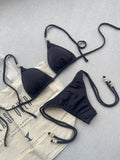 Crispi Black Triangle Bikini Top & Tie Side Bikini Bottom Set