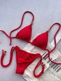 Noronha Cherry Triangle Bikini Top & Tie Side Bikini Bottom Set