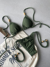Noronha Cactus Green Triangle Bikini Top & Tie Side Bikini Bottom Set