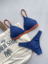 Carmel Blue Jeans Caramel Fixed Triangle Bikini Top & Brazilian High Cut Bottom Set