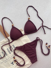 Carmel Wine Triangle Bikini Top & Tie Side Bikini Bottom Set