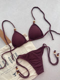 Carmel Wine Triangle Bikini Top & Tie Side Bikini Bottom Set
