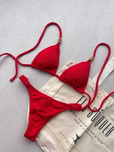 Noronha Cherry Triangle Bikini Top & Thong Bikini Bottom Set