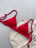 Noronha Cherry Fixed Triangle Bikini Top & Brazilian High Cut Bottom Set