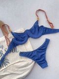Carmel Blue Jeans Caramel Underwire Bikini Top & Brazilian High Cut Bottom Set