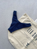 Noronha Navy Fixed Triangle Bikini Top & Brazilian High Cut Bottom Set