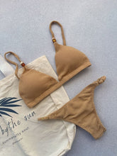 Carmel Golden Sand Fixed Triangle Bikini Top & Adjustable Thong Bikini Bottom Set