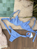 Tricot Serenity Blue Underwire Bikini Top & Thong Bikini Bottom Set