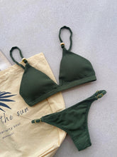 Carmel Rio Green Fixed Triangle Top & Adjustable Thong Bottom Bikini Set