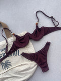 Carmel Wine Underwire Bikini Top & Brazilian High Cut Bottom Set