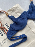 Blue Jeans Balconette Bikini Top & High-Waist Rope Bikini Bottom Set