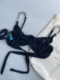 Black Balconette Bikini Top & High-Waist Rope Bikini Bottom Set