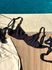 Black Noronha Demi Cup Bikini Top