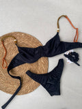 Essenza Nero Underwire Bikini Top & Brazilian High Cut Bottom Set