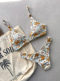 Noronha Summer Soleil Fixed Triangle Bikini Top & Brazilian High Cut Bottom Set
