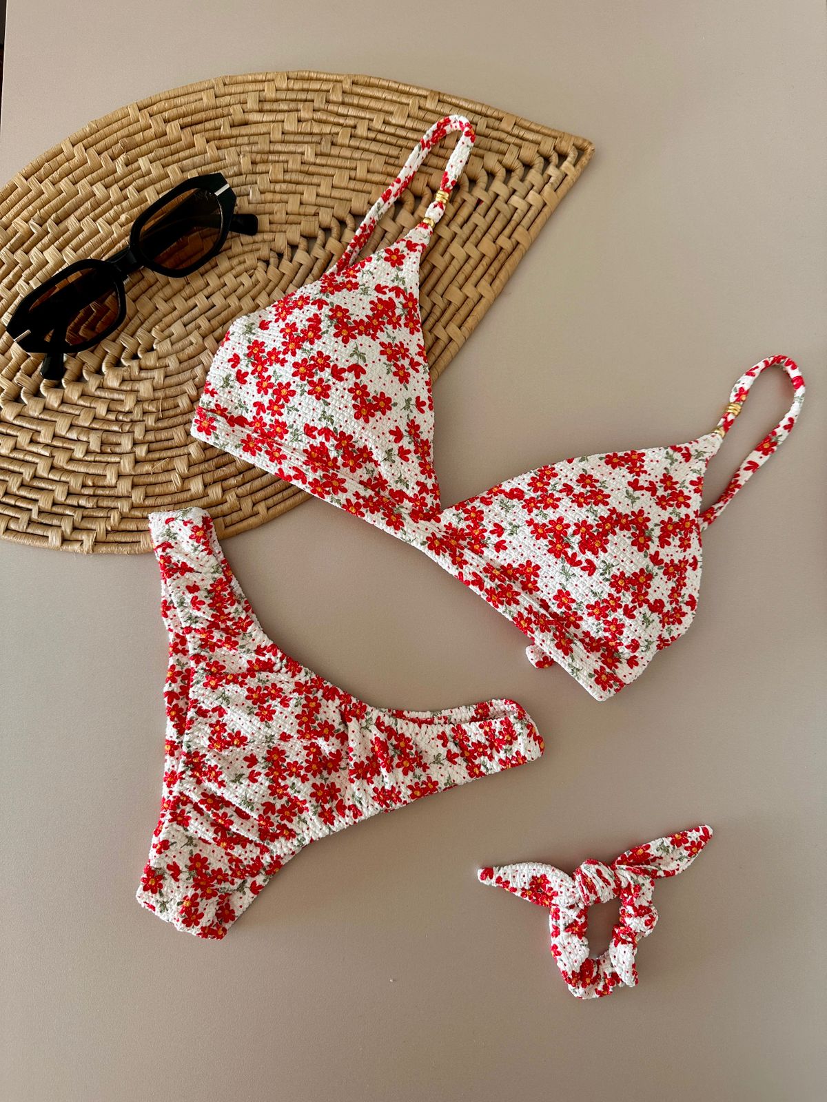 Noronha Bela Fixed Triangle Bikini Top & Brazilian High Cut Bottom Set