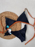 Essenza Nero Fixed Triangle Bikini Top & Brazilian High Cut Bottom Set