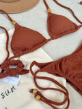 Noronha Cocoa Triangle Bikini Top & Tie Side Bikini Bottom Set