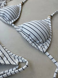 Noronha Coastal Stripe Triangle Bikini Top & Tie Side Bikini Bottom Set