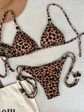 Noronha Leopard Triangle Bikini Top & Tie Side Bottom Set