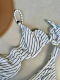 Noronha Coastal Stripe Underwire Bikini Top & Thong Bikini Bottom Set