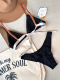Duna Fixed Triangle Bikini Top & Brazilian High Cut Bottom Set