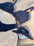 Noronha Navy Fixed Triangle Bikini Top & Brazilian High Cut Bottom Set