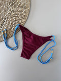Carmine & Sky Blue Sun Triangle Bikini Top & Tie-Side Bikini Bottom Set
