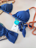 Blue Jeans Sun Triangle Bikini Top & Ruched Sporty Bikini Bottom Set