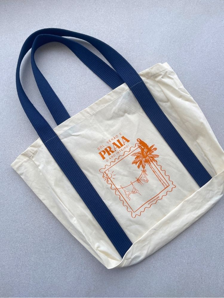 Ecobag Sol, verão e praia - Alça Marinho