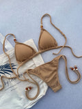 Carmel Golden Sand Triangle Bikini Top & Tie Side Bikini Bottom Set
