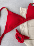 Noronha Cherry Fixed Triangle Bikini Top & Brazilian High Cut Bottom Set