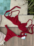 Ticot Burgundy Underwire Bikini Top & Thong Bikini Bottom Set