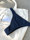 Noronha Navy Underwire Bikini Top & Thong Bottom Set