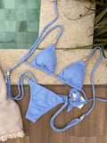 Tricot Serenity Blue Triangle Bikini Top & Tie Side Bikini Bottom Set