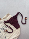 Carmel Wine Triangle Bikini Top & Tie Side Bikini Bottom Set