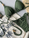 Noronha Cactus Green Triangle Bikini Top & Tie Side Bikini Bottom Set