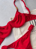 Noronha Cherry Underwire Bikini Top & Thong Bikini Bottom Set