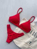 Noronha Cherry Fixed Triangle Bikini Top & Brazilian High Cut Bottom Set