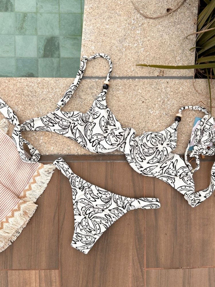 Noronha Banana Tropic Underwire Bikini Top & Thong Bikini Bottom Set