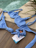 Tricot Serenity Blue Underwire Bikini Top & Thong Bikini Bottom Set